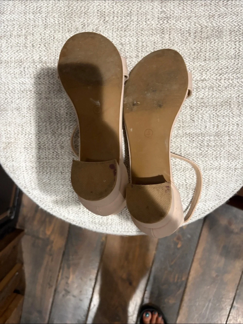 Women's Nude Ankle-Strap Block Heel Sandals